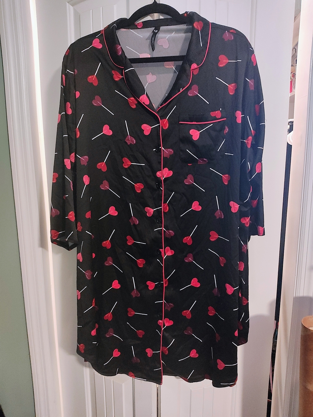 torrid Black Nightshirt with Red Heart Lollipop Print and Piping
